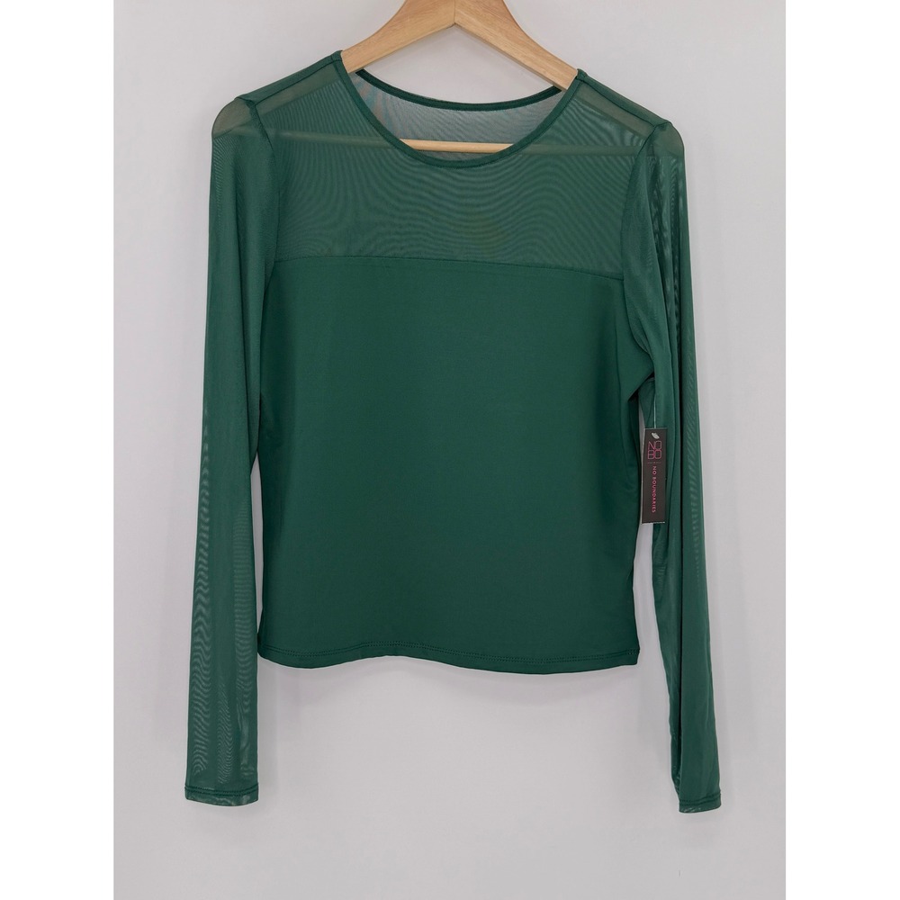 NWT No Boundaries Junior's True Green Mesh Top Blouse Size L Hipster‎ Boho